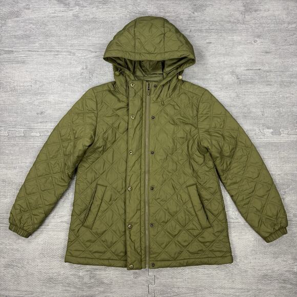 Madewell Womens XS Airpuff Quilted Packable Puffer Black Jacket TUNDRA Green EUC - Picture 8 of 8